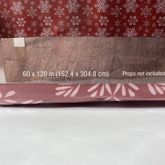 Snowflake Tablecloth Rectangle 60" x 120" Red White Jaclyn Smith Fabric - Picture 4 of 15